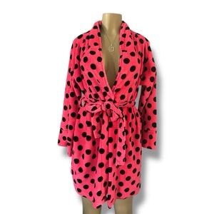 PINK Victoria's Secret Pink and Black Polka Dot Robe